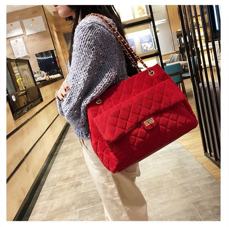 

Luxury Handbags Women Bags Designer Brand Tote Vintage Velvet Chain Large Shoulder Crossbody Bags For Women 2018 sac a main