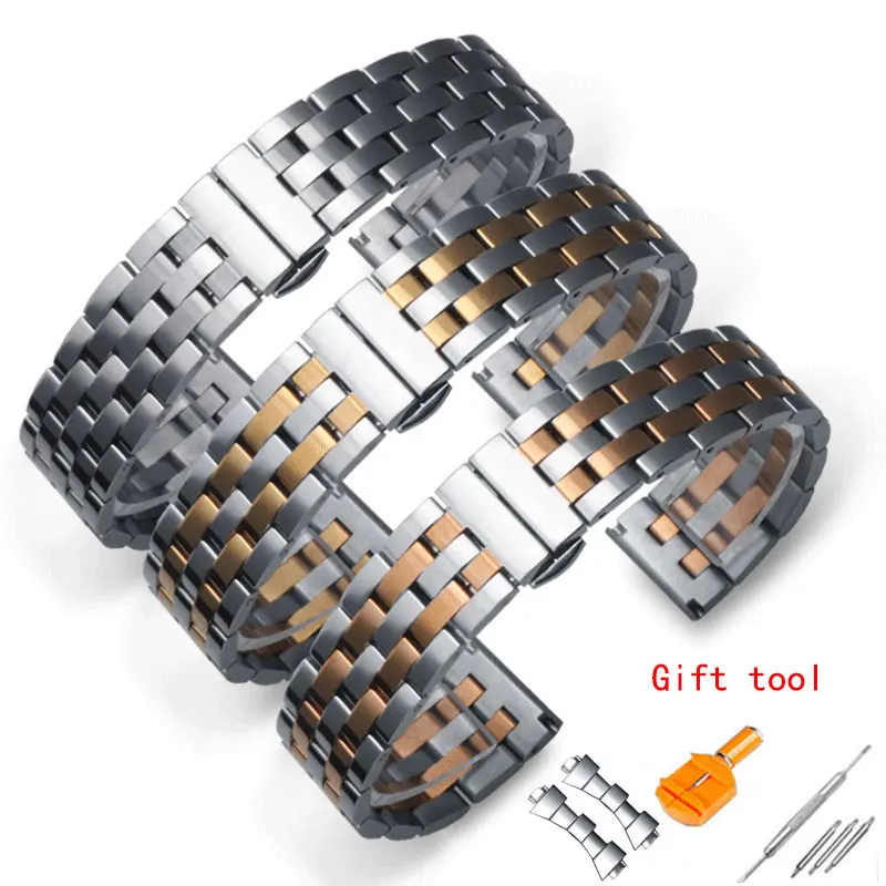 

TKN Solid Refined Steel Watch Belt Stainless Steel Metal Chain Universal Steel Strip for Men and Women 14 16 18 19 20 21 22mm