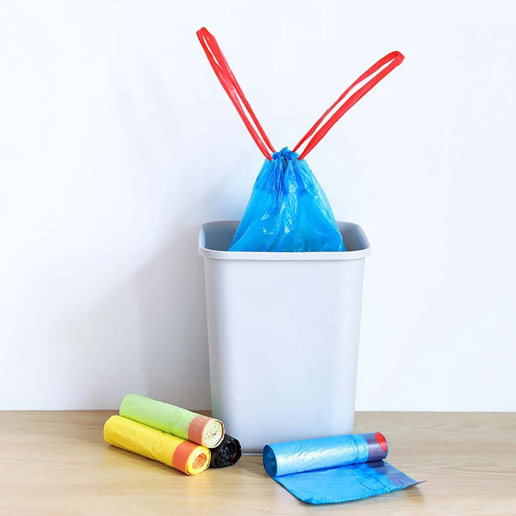 

Drawstring Trash Bags Portable Garbage Household Disposable Kitchen Aaccessories Plastic Bag Garbage Bags PE Drawstring Handles