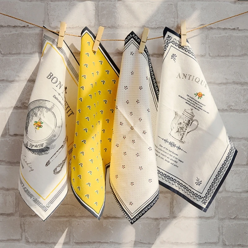 

1pc 34x32cm Durable Art Cotton Linen Napkin Towels Dining Table Mats Placemats Plate Mat Coasters Household Desktop Napkin Mat