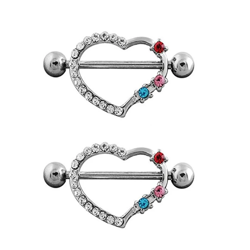 Heart Nipple Rings Piercing Women Sexy Surgical Steel 14Gnipple rings