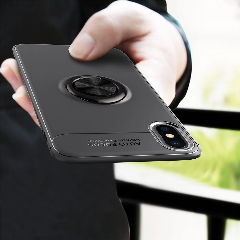 

Phone case Full Protection Soft TPU Back Cover Shell For iPhone X 8 7 6 6s 5 plus With Luxury Finger Ring Holder Magnet Bracket
