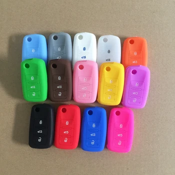 

100pcs/lot Car key silicone key case cover with logo Fit For VW Passat Polo Golf Touran Bora JETTA GTI B5 key 3 button