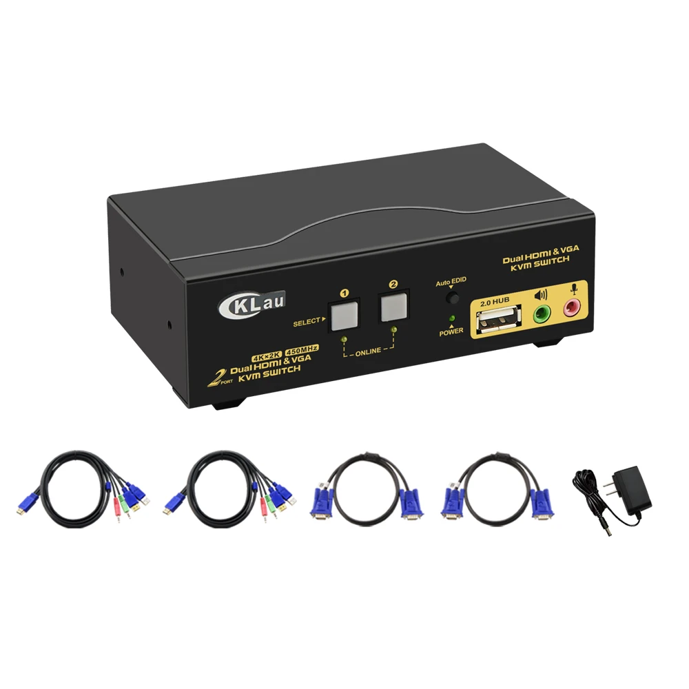 2 Port Dual Monitor KVM Switch, Extended Display, CKL KVM Switch HDMI