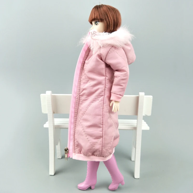 Розовая Длинная зимняя куртка наряды для куклы Барби одежда парка BJD 1/6 1:6