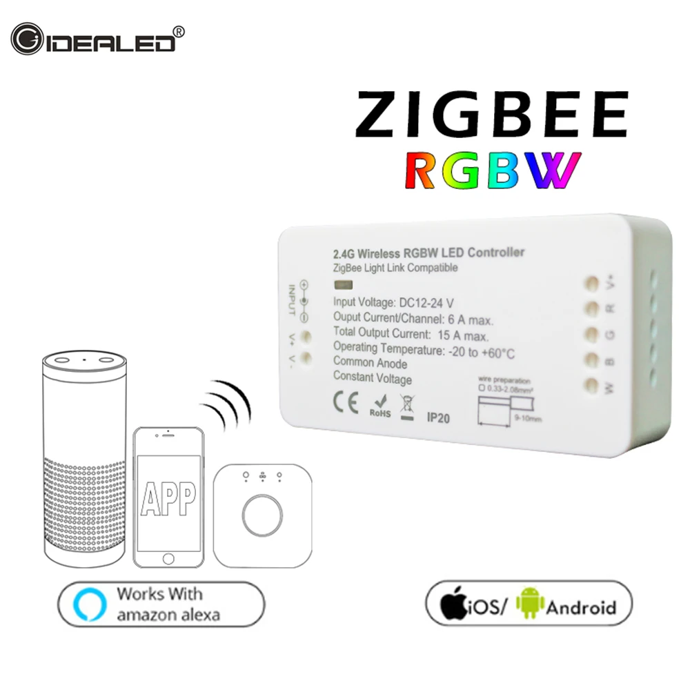 ZLL RGBW Led лента управления Лер DC12V/24 В Светодиодная лента ZigBee контроллер умный дом приложение управление DC12V-24V светодиодные лампы Srtip