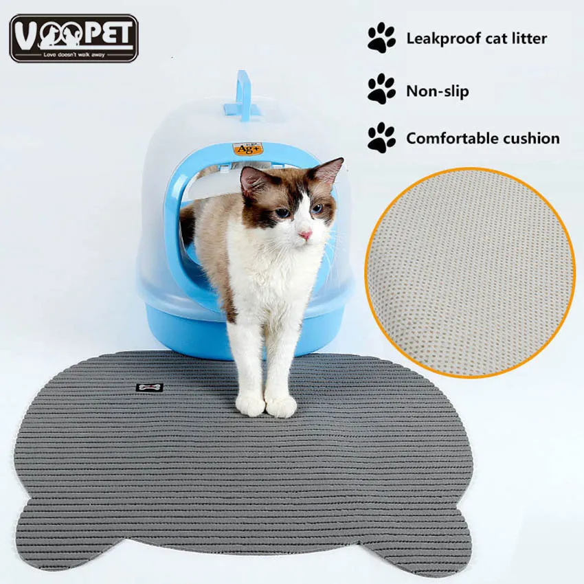 Cat Litter Mat PVC Double-Layer Cat Litter Trapper Mats With Waterproof Bottom Layer Cat Doormat Brown Gray Cat Bed