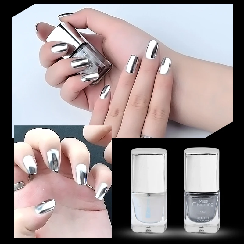 1 Pcs Silver Mirror Effect Metallic Nail Polish Base Coat 7ml Metal 1 Pcs Silver Mirror Effect Metallic Nail Polish Base Coat 7ml Metal Shinning Art Varnish Diy Beauty Decorations In From