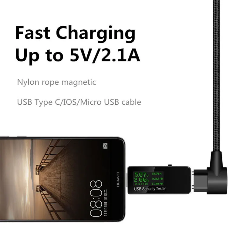 Магнитный кабель USB Type C магнитный L образной формы с углом 90 градусов 1 м
