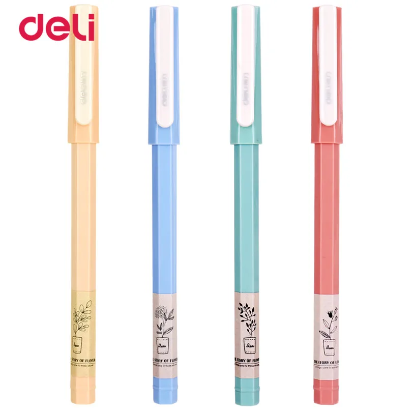 Deli High quality Black Gel Pen 0.35mm 4Pcs gel ink Normal Office