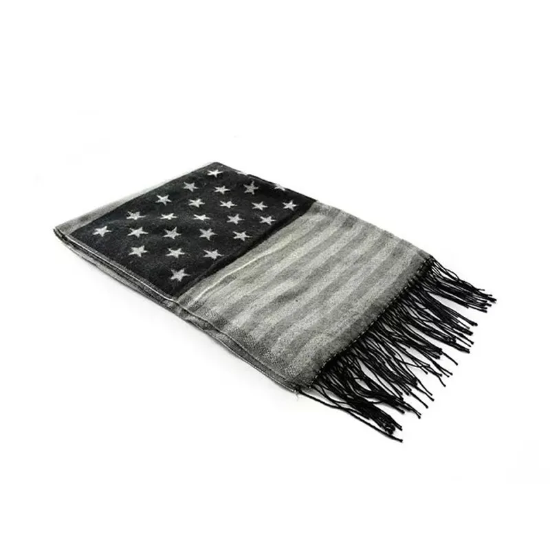 

DOUBCHOW Classical Womens Mens USA Flag Jacquard Weave Winter Scarfs Tassels Teenagers Girls Super Soft Cashmere Feel Shawls