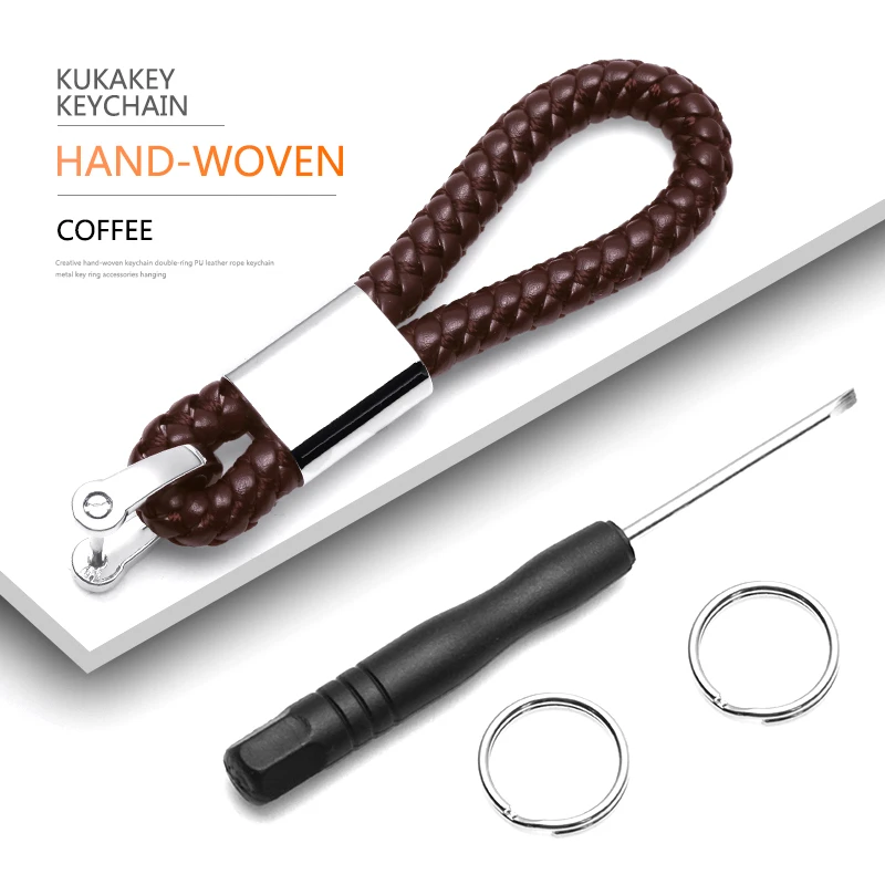 

High quality woven leather keychain metal keyrings For Land Rover Freelander 2 3 A8 A9 Discovery Defender 2 Car Key Ring Chains
