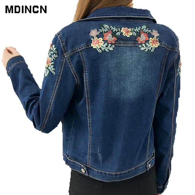 2018 Fashion Women Jacket High quality spring and autumn new embroidered denim jacket women slim outwear bomber jacket women LR3 1