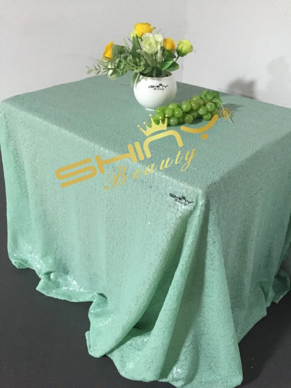 mint green sequin tablecloth (26)