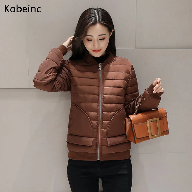 

Kobeinc Warm Women Jackets Winter Ribbed Cuffs Female Basic Parkas Coats Simple Slim Long Sleeves Commuter Coats Wadded Jackets