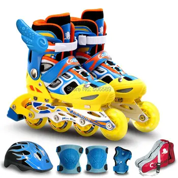 

free shipping roller skates children ms 835 with helmet safety and bag size adjustable