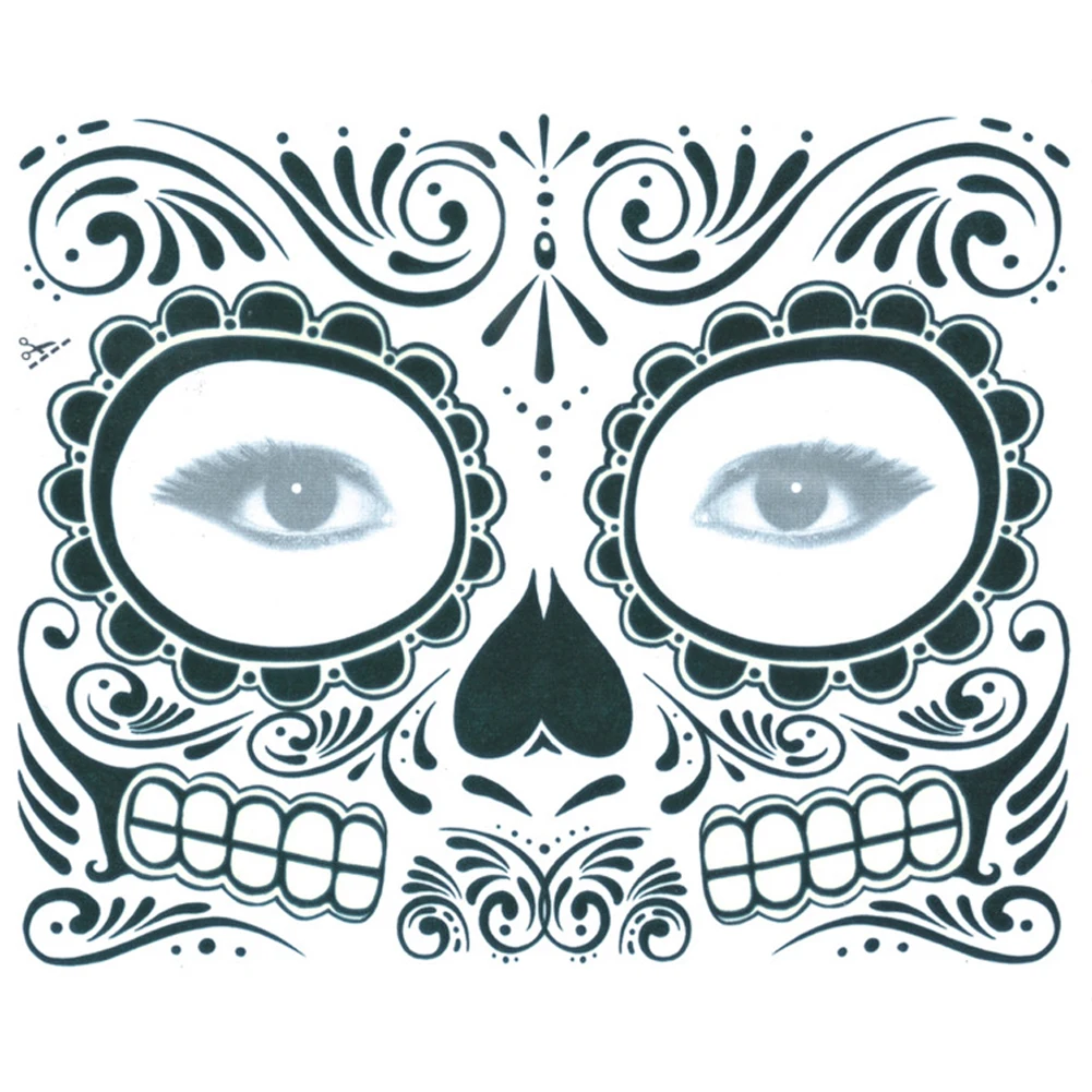 

1pcs Fashion Halloween Face Tattoo Stickers Waterproof Body Art Stickers Stage Props Makeup 150*125mm