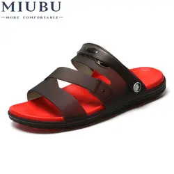 MIUBU Новый Прозрачная Летняя обувь мужские пляжные сандалии тапочки с отверстиями Для мужчин вьетнамки свет Sandalias открытый летний Chanclas