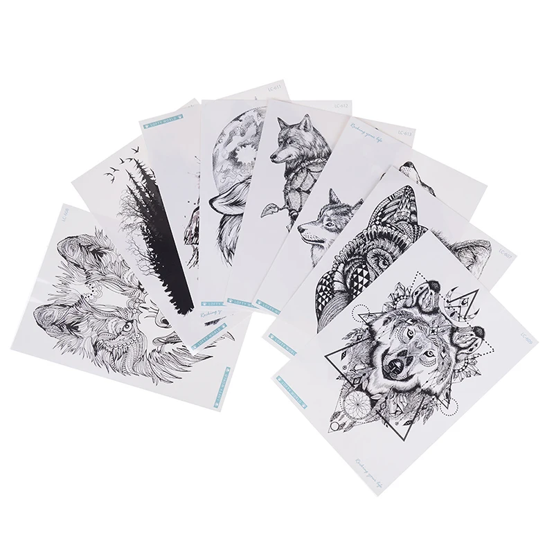 Wolf Temporary Tattoo Stickers Waterproof Women Fake Hand Animal Tattoos Adult Men Body Art