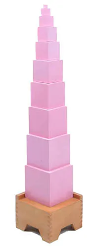 Pink Tower Wooden Montessori Material Toy for Kids Home and School Teaching