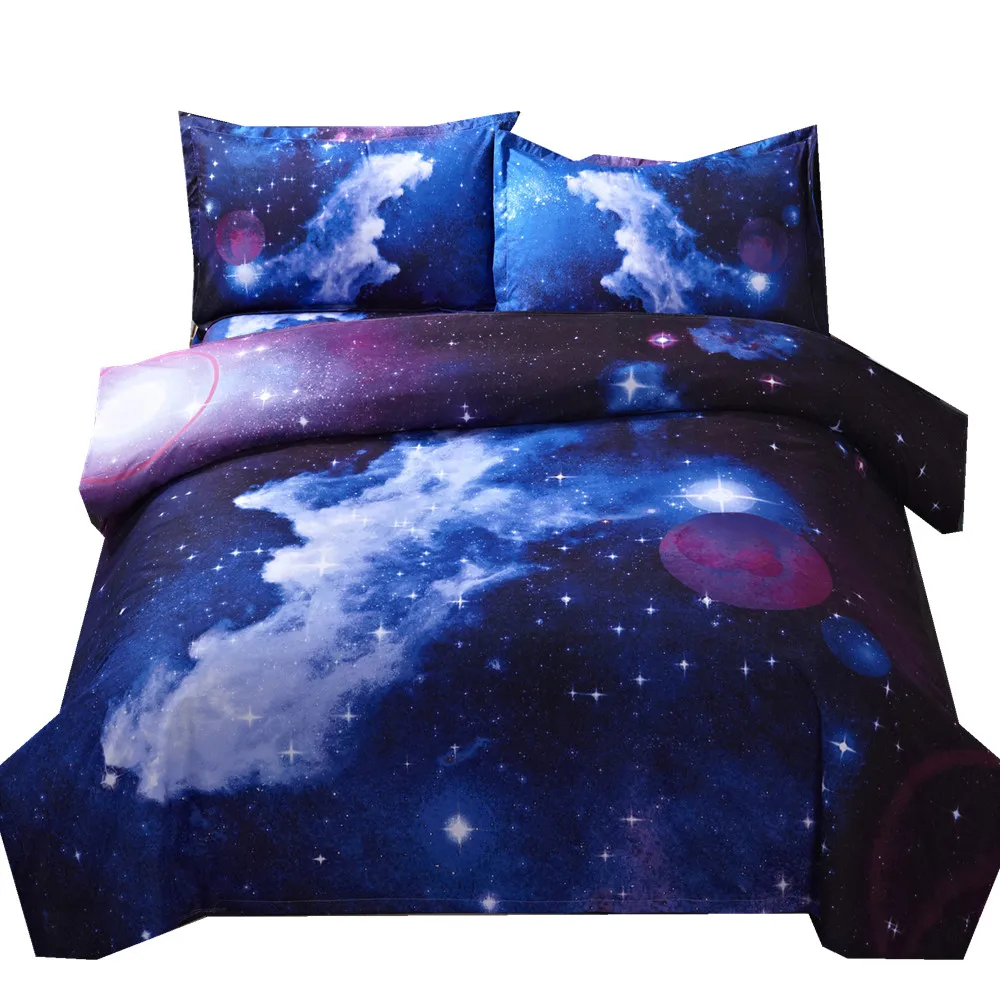3d Galaxy Duvet Cover Set Single double Twin/Queen 2pcs/3pcs/4pcs bedding sets Universe Outer Space Themed Bed Linen | Дом и сад