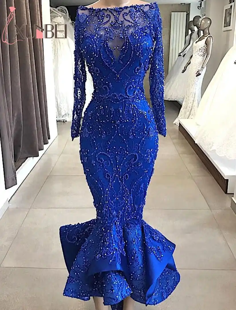 vestido azul royal sereia