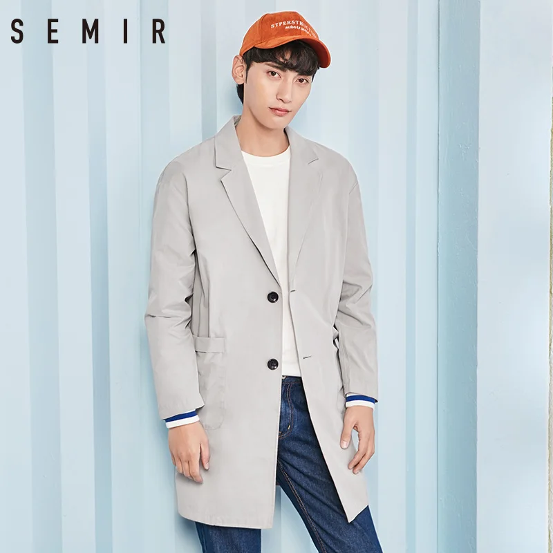SEMIR мужская куртка с длинным рукавом длинное пальто Тренч тонкая одежда простая