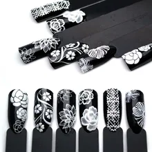 Белые цветы, наклейки на ногти, кружева, 3D наклейки для ногтей, наклейки, клей, сделай сам, маникюр, стикеры 3D на ногти Nail Art для ногтей, дизайн ZJT3003