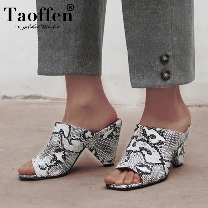 

TAOFFEN Women Sexy Snake Pattern Summer Club Sandals Spike Heels Party Bar Daily Office Ladies Summer Shoes Women Size 32-44