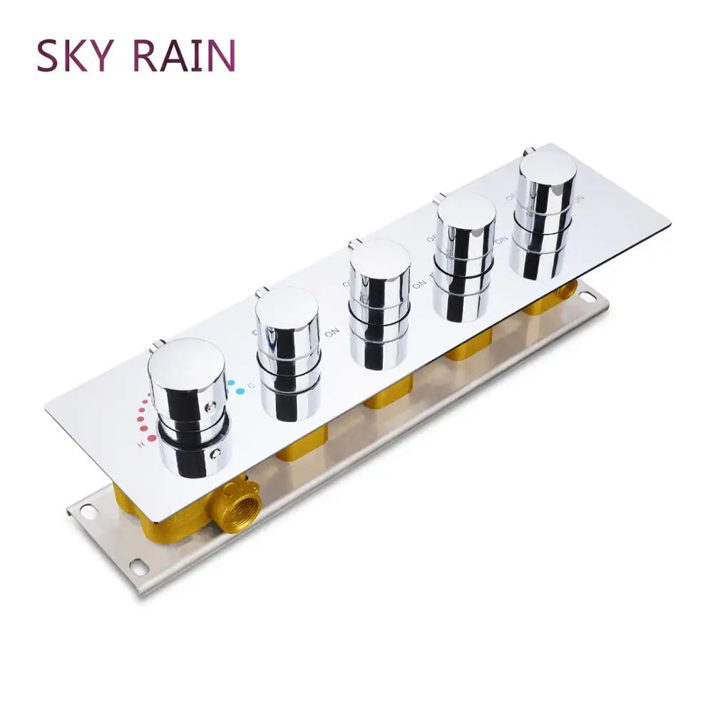 

SKY RAIN Bathroom Multi Function 5 Handle Round Knobs High Flow Valve For Shower Set