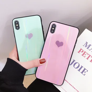 

Aurora Tempered Glass Phone Cases For iPhone X XR XS Max 6 6s 7 8 Plus Love Heart Cover For Huawei P20 P30 Mate 20 Pro P20 Lite