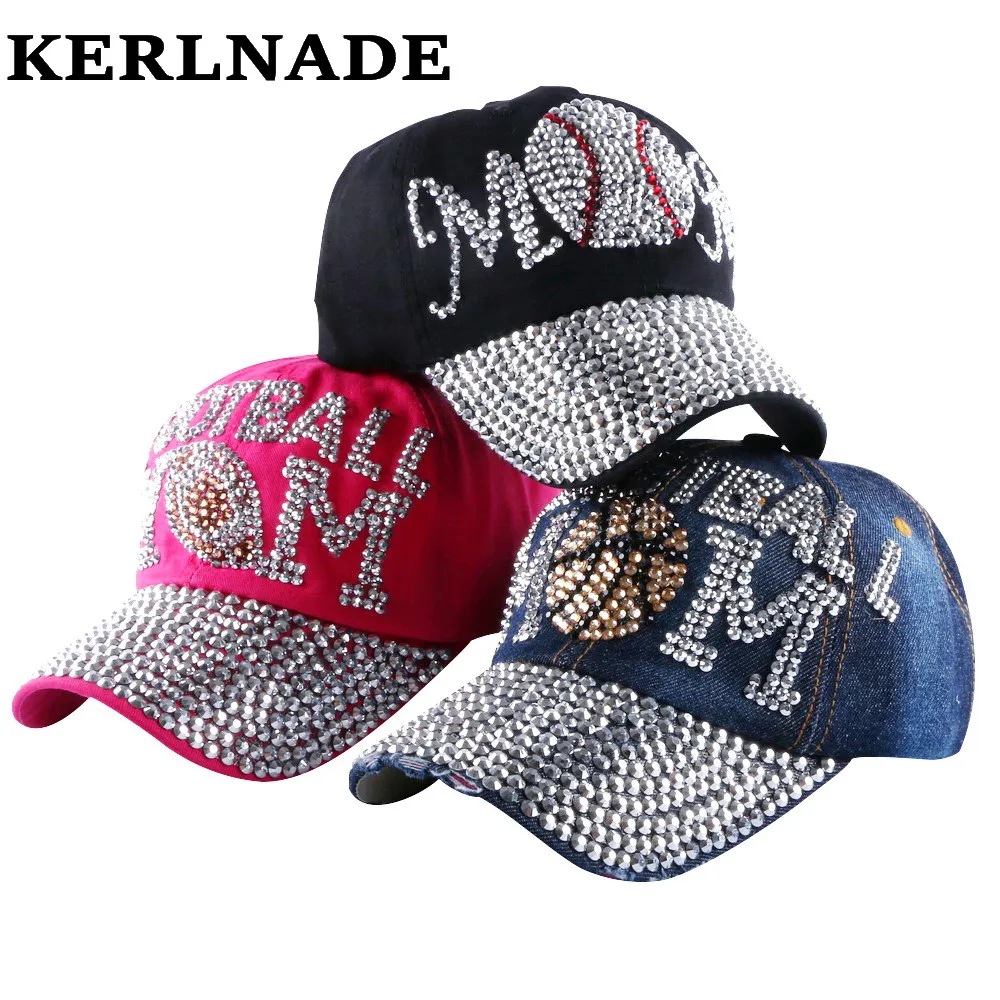 

wholesale brand Popular young female girl denim baseball caps new fashion women heart shaped rhinestone jeans snapback hats