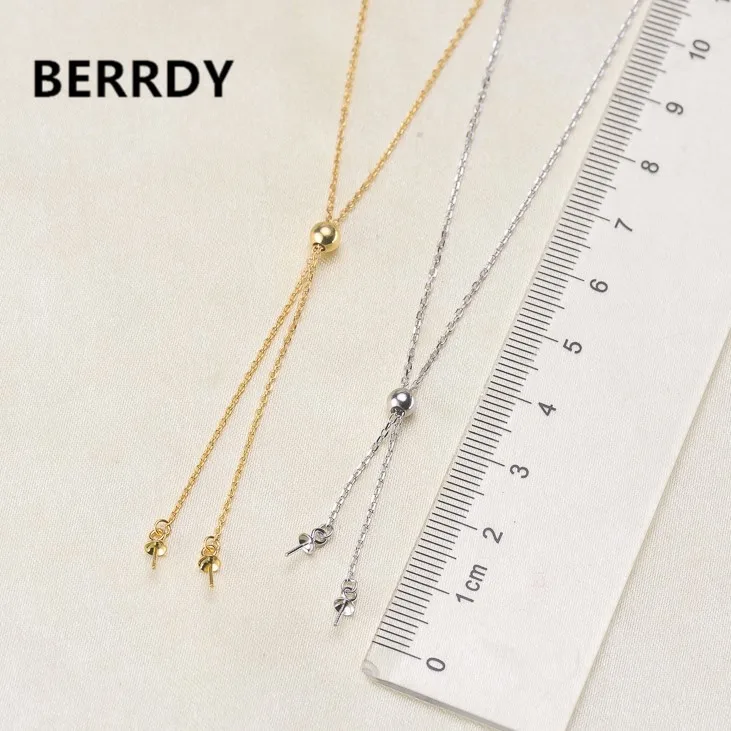 

2 Color 925 Silver Fashion Pearl Necklace Mounting Chain, Necklace Settings Jewelry Parts Fittings Charm Accessories