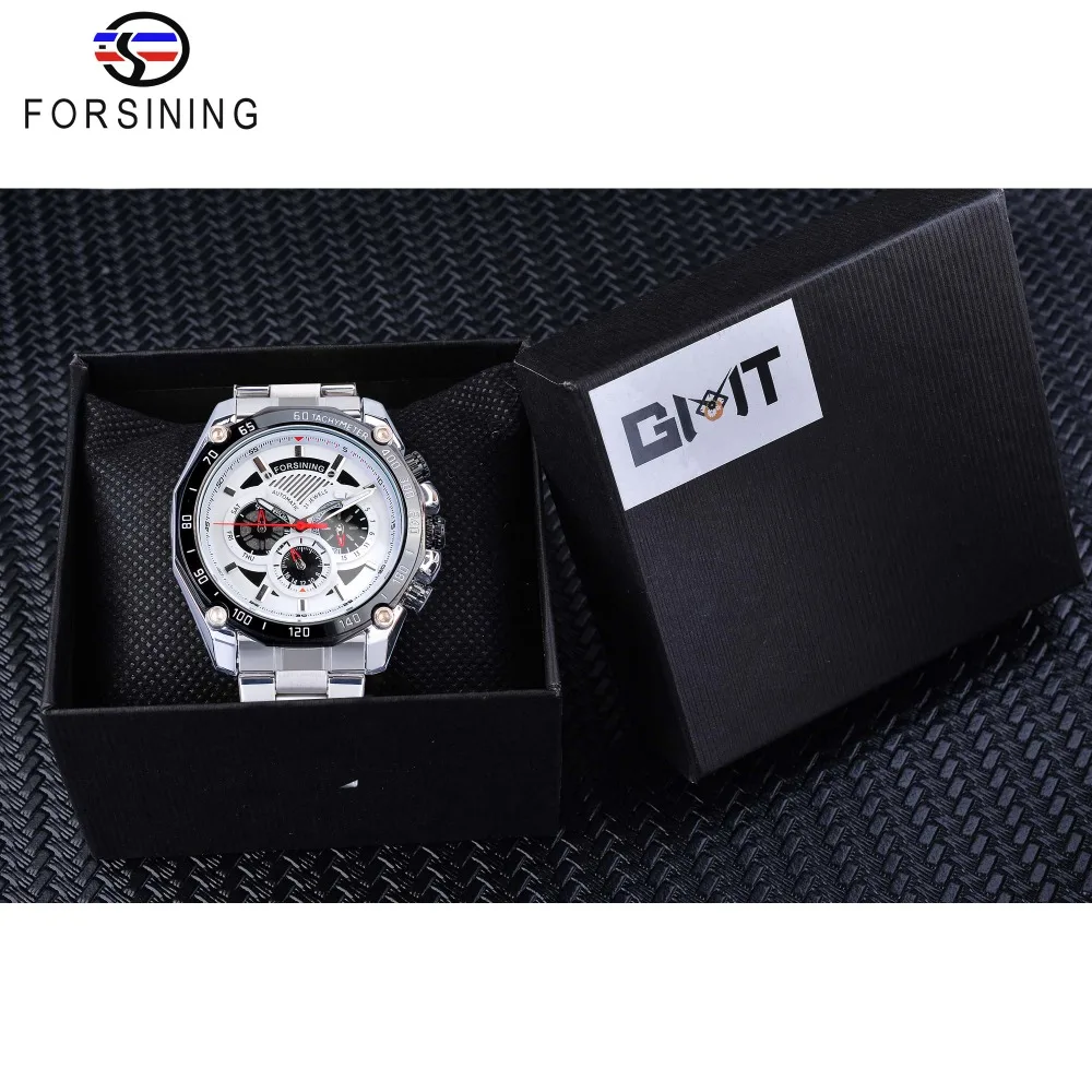 Forsining 2019 Military Silver Clock Steampunk Series Complete Calendar Men Sport Mechanical Automatic Watches Top Brand Luxury