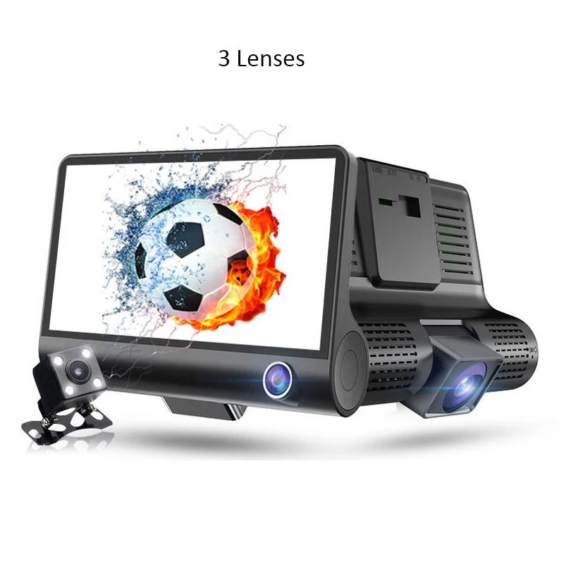 Автомобильный видеорегистратор 4 0 Full HD 1080P 3 камеры заднего вида DashCam