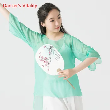 

Women Classical Dance Top Elegant Dance Costume irregular Mesh Belly Dance Dance Top 4 Colors Free Delivery