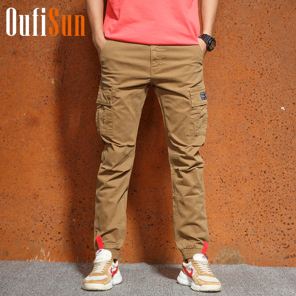 

Oufisun 2018 Men's Fashion Tactical Cargo Pants Men Joggers Boost Army Military Casual Cotton Hip Hop Ribbon Pants Trousers Men