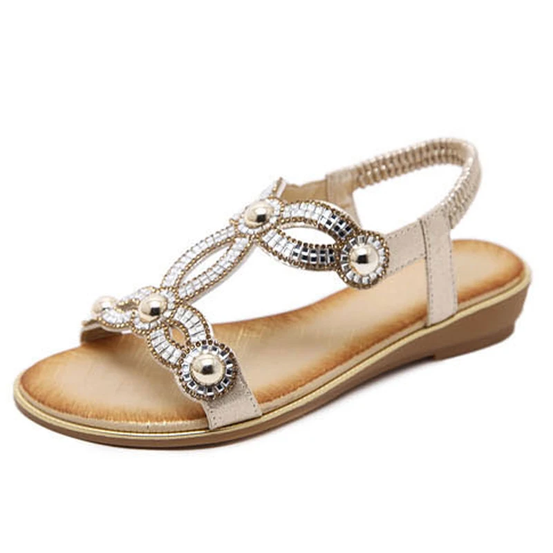 Eiswelt в европейском стиле модные сандалии с цветочным узором Бисер с украшением в виде кристаллов Стразы роскошный алмаз высокое качество дамы сандалии большого размера Размеры