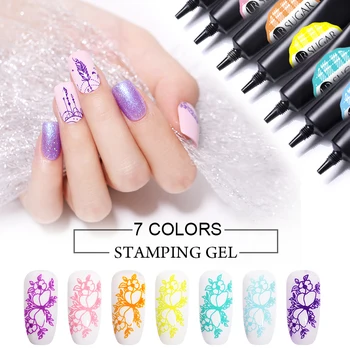 

UR SUGAR8ml Nail Stamping Gel Polish Glitter Color Soak Off Semi Permanent UV Painting Gel Varnish For Nail Art Template