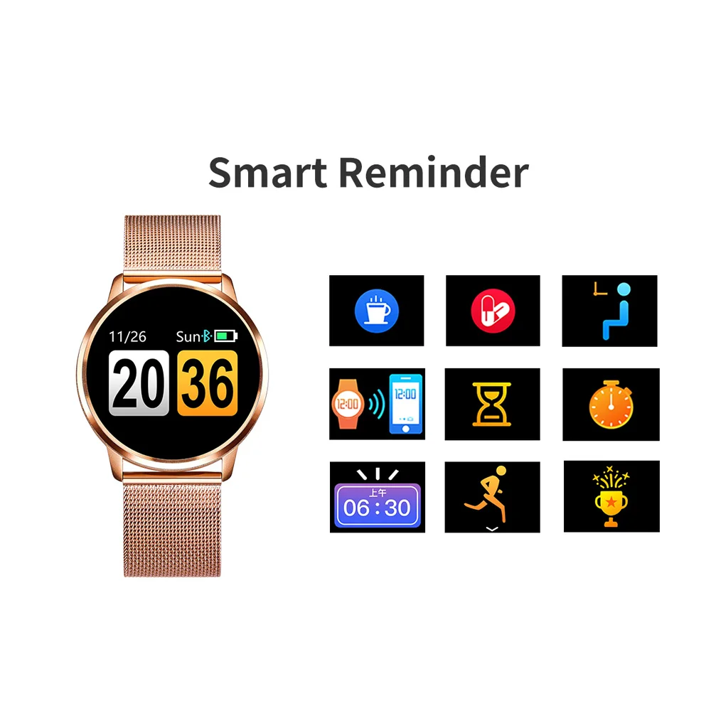 Q8 Смарт часы OLED цветной экран Smartwatch Женская мода фитнес трекер монитор сердечного ритма мужские Smartwatch IP67 спортивные часы