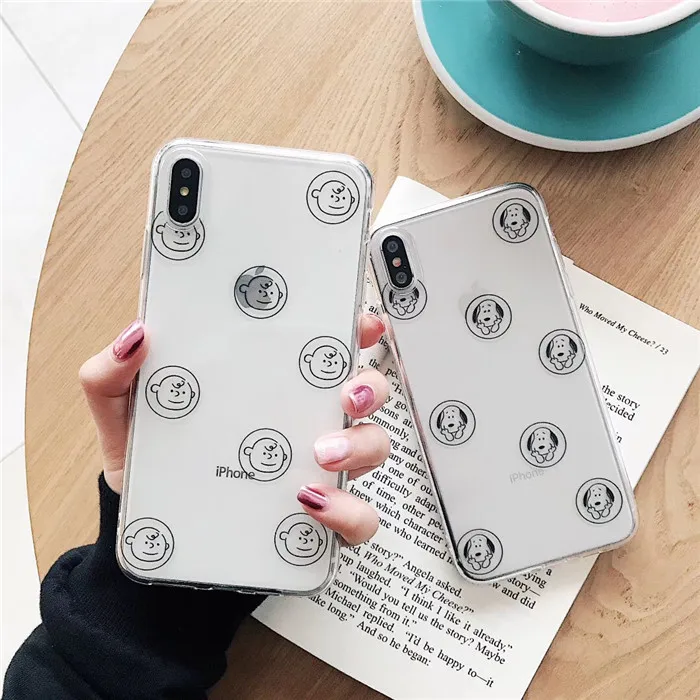 Необычный прозрачный чехол для телефона с изображением щенка Snoopy Apple iphone 6 6s 7 8 plus X