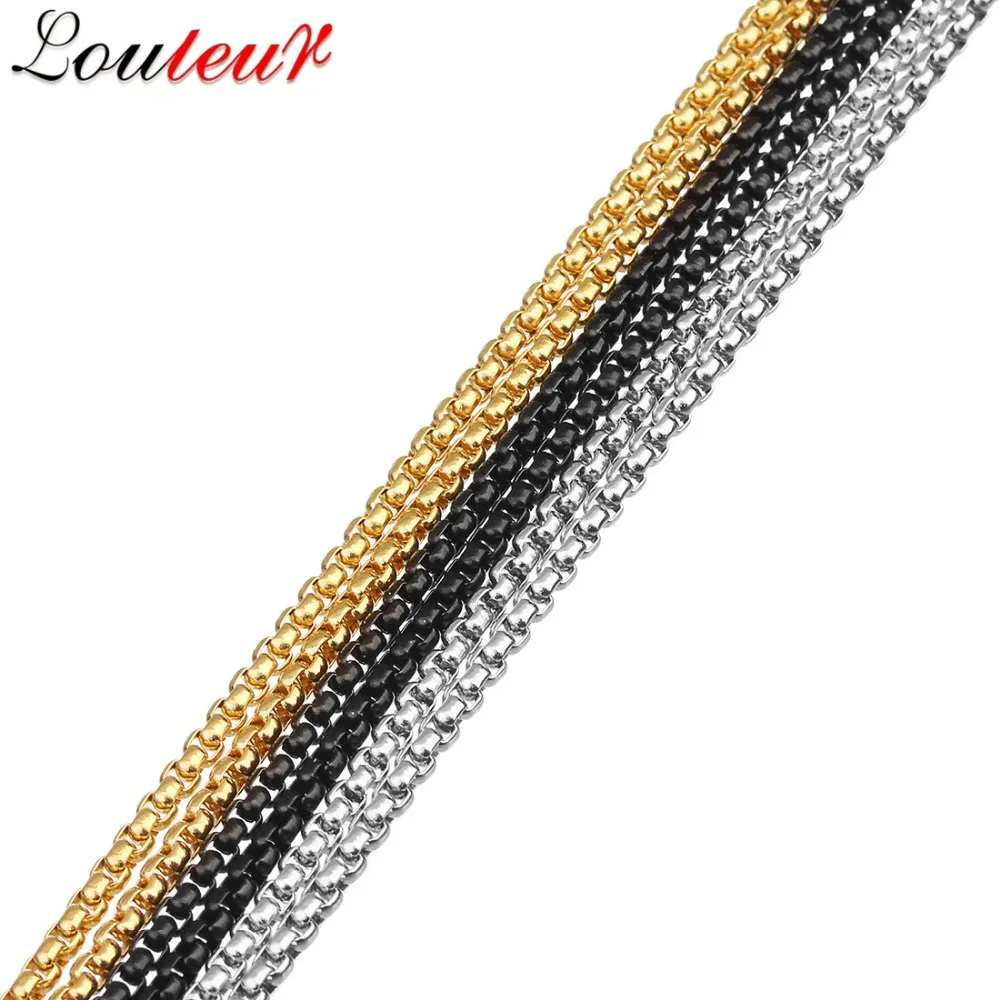 

LOULEUR 1 strand/lot Stainless Steel Chains Necklace for Men Wide 3mm Length 55cm Lobster Clasp Chain for Pendant Jewelry Making