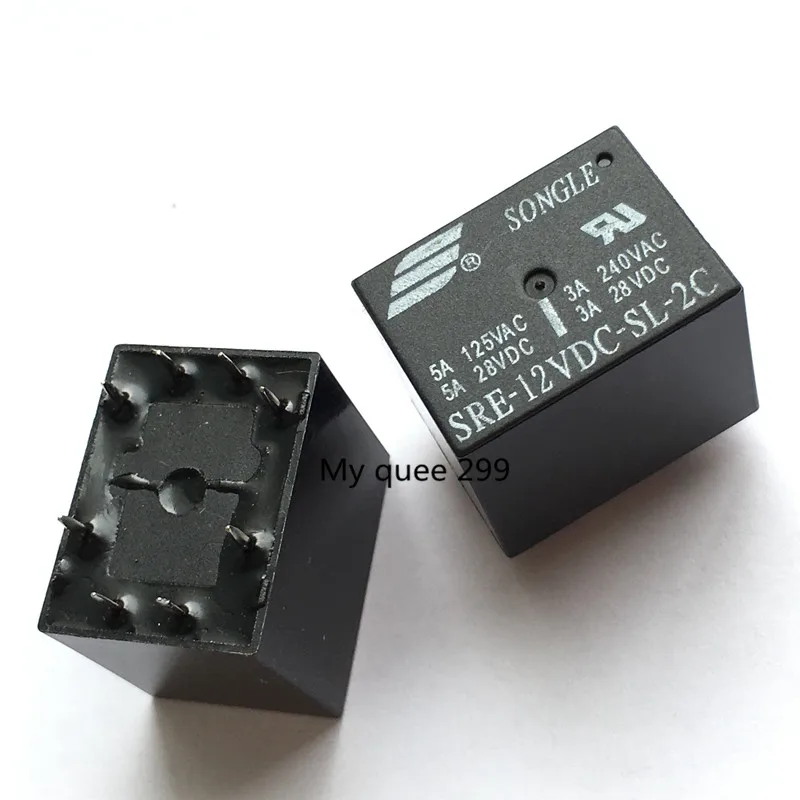 5 unids/lote de relés SRE 12VDC SL 2C 12V 8 pines PCB tipo 12V DC