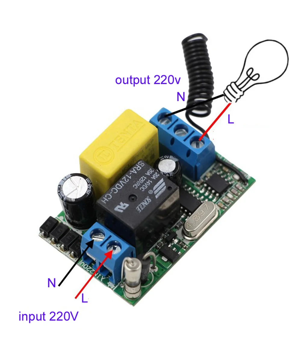 AC 220V Wireless Remote Control Switch Remote Switch System 1CH Relay Module Receiver & 12CH Transmittter Smart Home 315/433Mhz