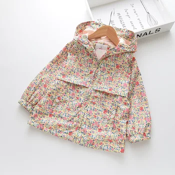 

girls leisure coats 2019 fall kids hooded coats fashion high-grade girls print jacket sweet Children clothes kids clothing