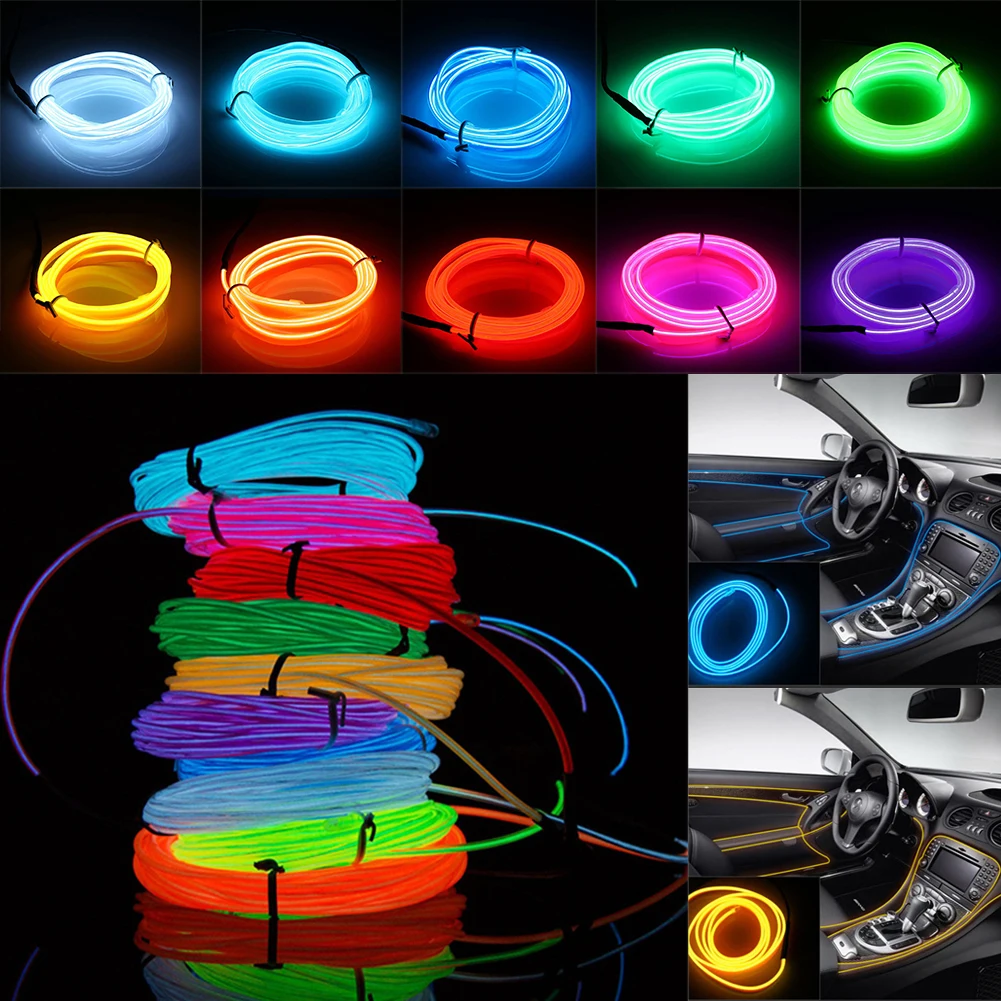 3m 3v Battery Ed Neon Light El Wire 3 Modes Led Strip 3m 3v Battery Ed Neon Light El Wire 3 Modes Led Strip With Controller For Car Dance Party Bike Decoration Lighting In Strips From Lights
