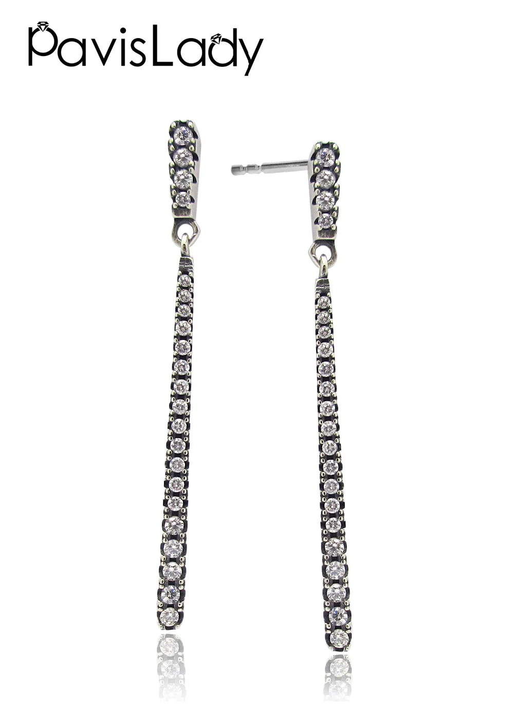 

Pavislady Real 925 Sterling Silver Drop Earrings with Zircon Chain Fine Jewelry in Perfect Quality for Women Gift
