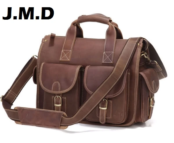 

Hot Selling JMD Genuine Vintage Crazy Horse Leather Laptop Briefcase Bag Hand bags High Quality 7106