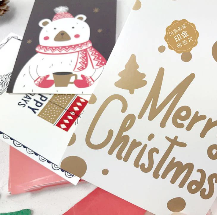 30 шт./упак. Kawaii фестиваль сверкающая Рождество Почтовые открытки поздравительной открытки карточки для записок Рождественский подарок, подарок на день рождения, с карты расходные материалы