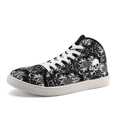 

Personalized Skull Canvas Shoes For Men Fashion Hip Hop Teenagers Punk High Top Flats Casual Male Shoes Leisure Zapatos Hombre